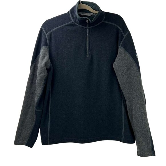 Kuhl Men's XL Revel Fleece Sweater Black Gray 1/4 Zip Pullover Outdoors Hiking - Picture 9 of 13